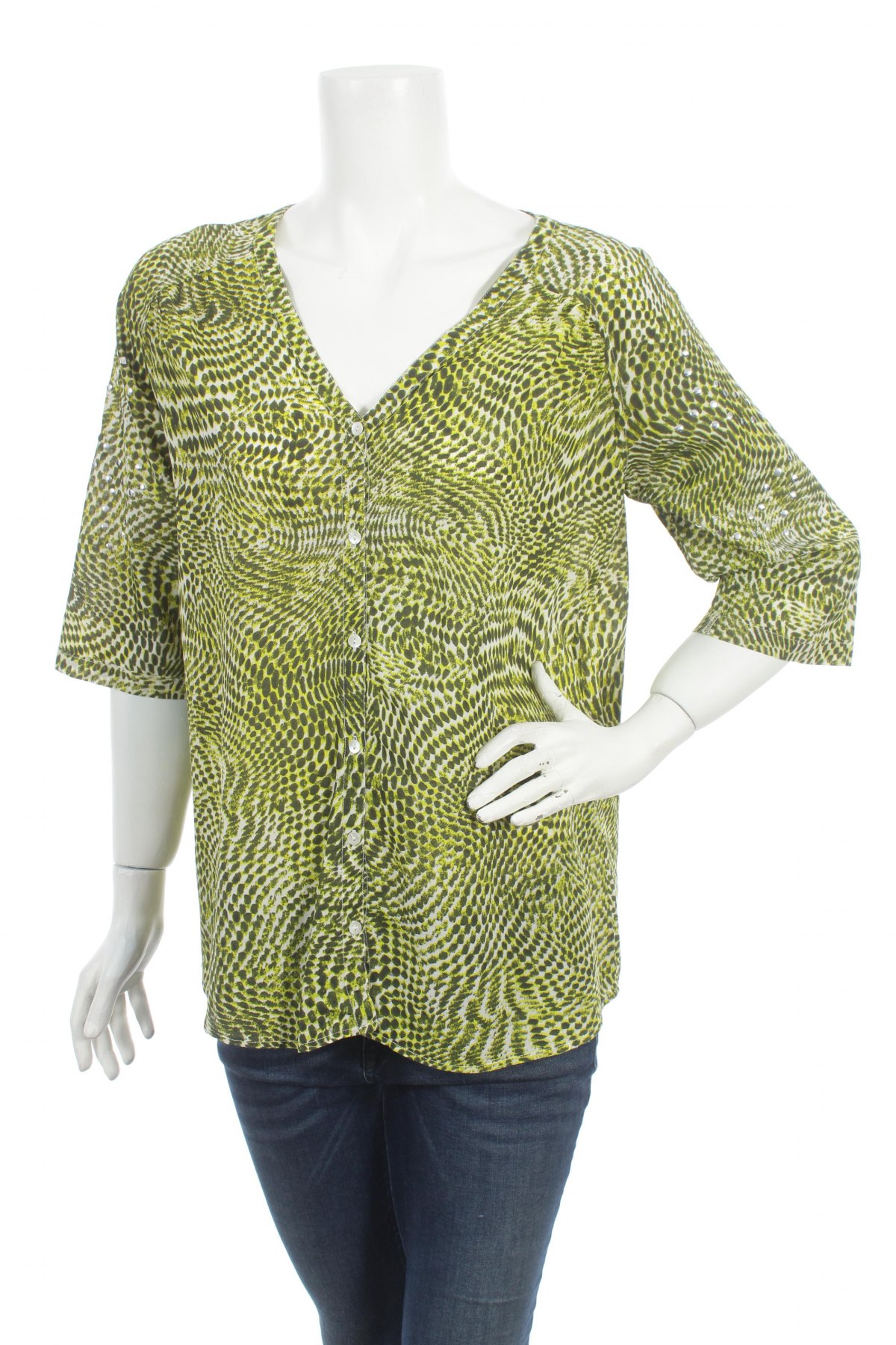 Γυναικείο πουκάμισο Ze-Ze, Μέγεθος M, Χρώμα Πράσινο, Τιμή 14,23 €