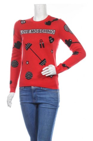 Damski sweter Love Moschino, Rozmiar S, Kolor Czerwony, 42% wiskoza, 36% poliamid, 21% wełna, 1% elastyna, Cena 937,58 zł