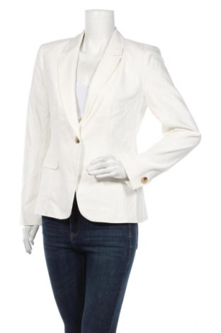 Дамско сако Zara, Размер L, Цвят Бял, 53% памук, 44% полиестер, 3% еластан, Цена 36,75 лв.
