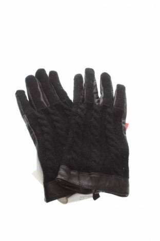 Γάντια Camaieu, Χρώμα Μαύρο, Γνήσιο δέρμα,ακρυλικό, Τιμή 10,64 €