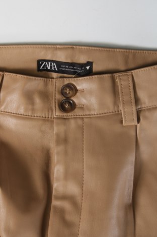 Дамски кожен панталон Zara, Размер XS, Цвят Бежов, Цена 20,00 лв.