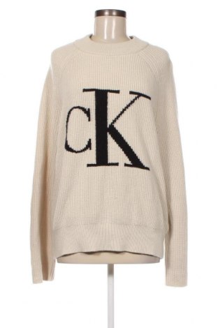 Damski sweter Calvin Klein Jeans, Rozmiar XL, Kolor ecru, Cena 146,89 zł
