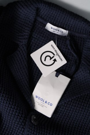 Мъжка жилетка Wool & Co, Размер M, Цвят Син, Цена 44,88 лв.
