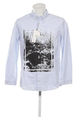 Мъжка риза Zara, Размер M, Цвят Син, Цена 68,00 лв.
