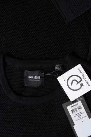 Мъжки пуловер Only & Sons, Размер L, Цвят Черен, Цена 14,72 лв.