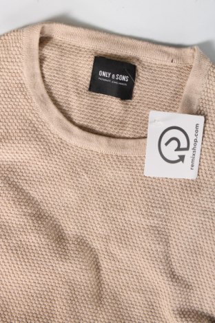 Мъжки пуловер Only & Sons, Размер S, Цвят Бежов, Цена 7,25 лв.
