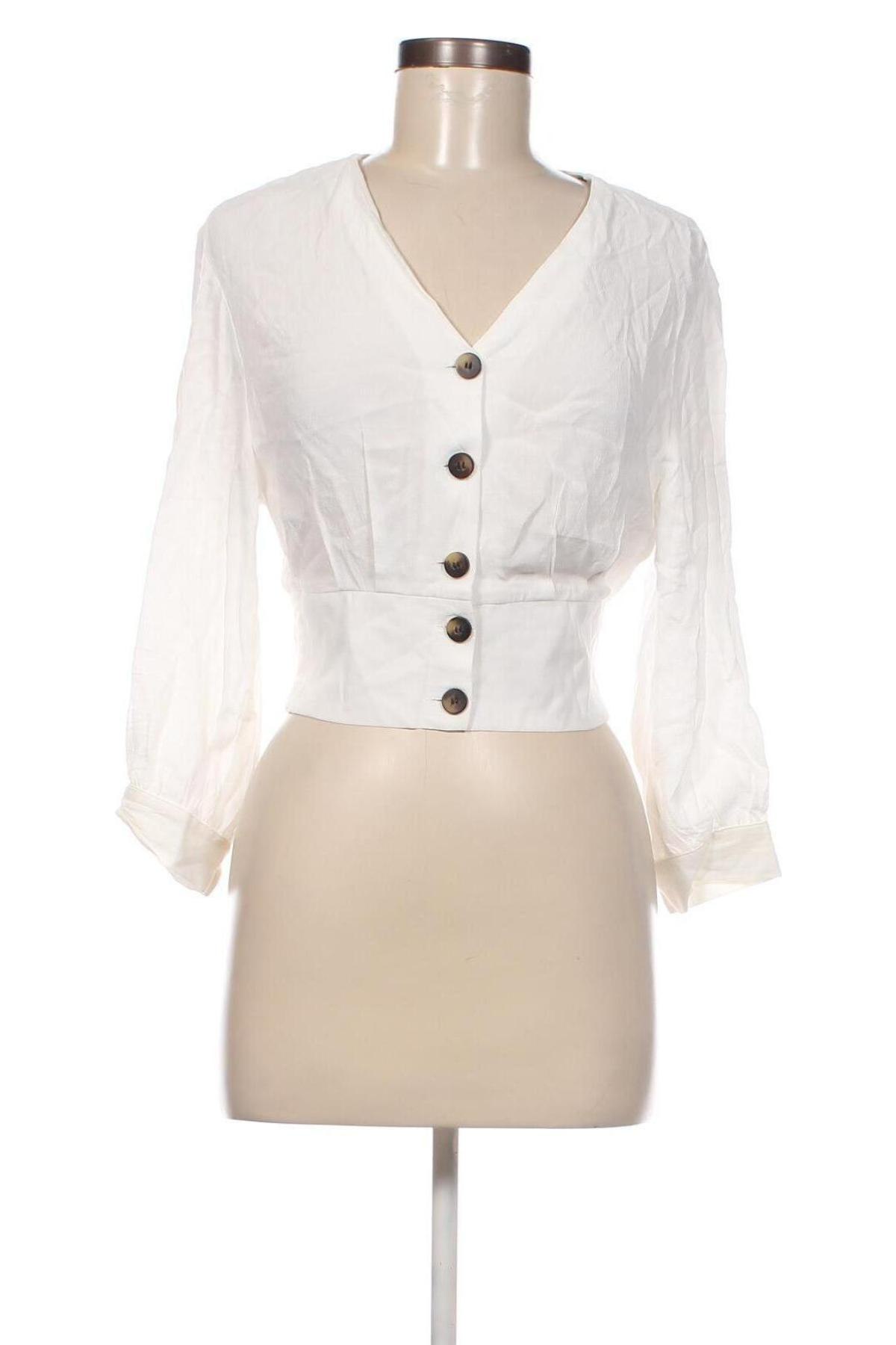 Γυναικείο πουκάμισο Bershka, Μέγεθος XS, Χρώμα Εκρού, Τιμή 15,46 €
