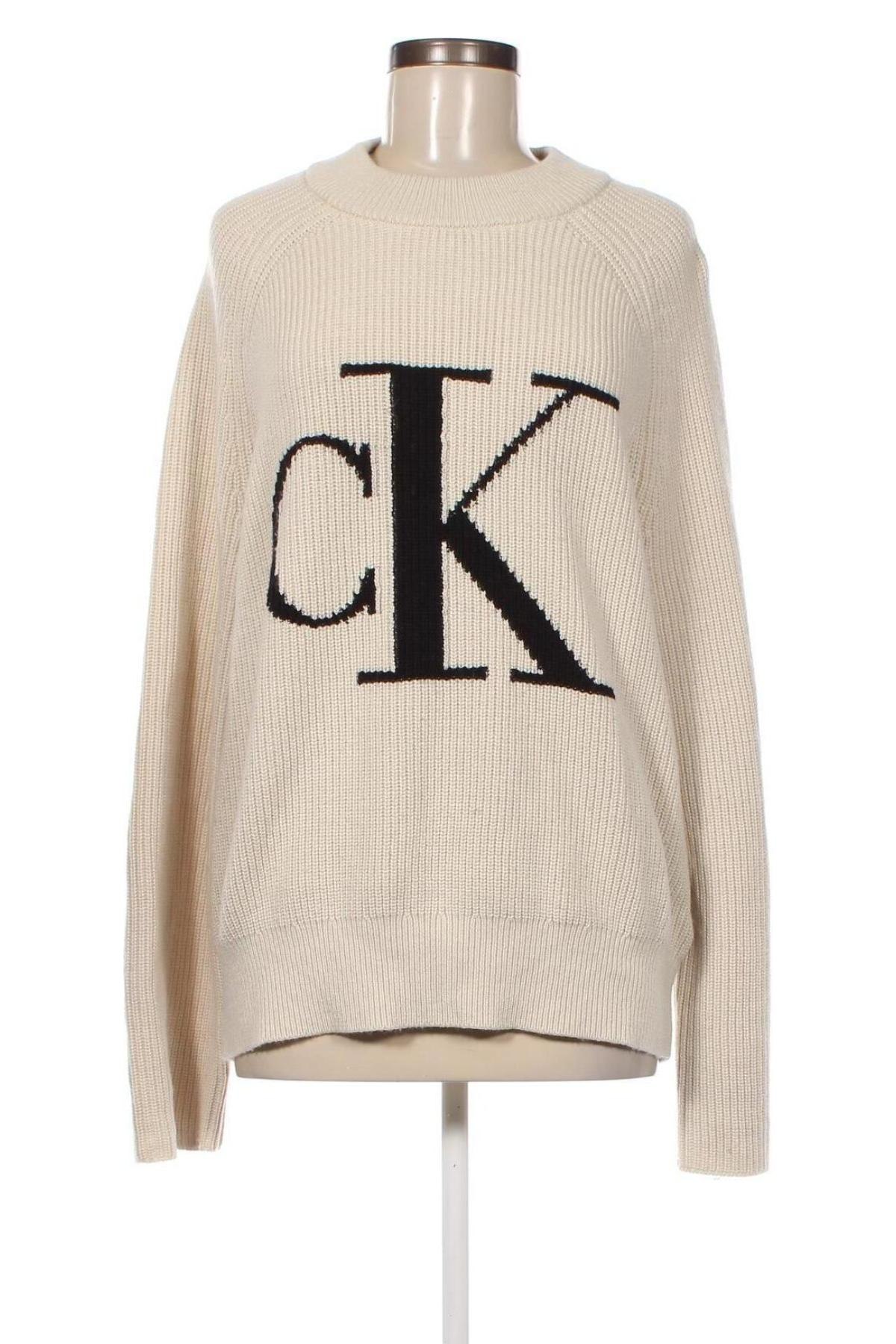 Дамски пуловер Calvin Klein Jeans, Размер XL, Цвят Екрю, Цена 63,90 лв.