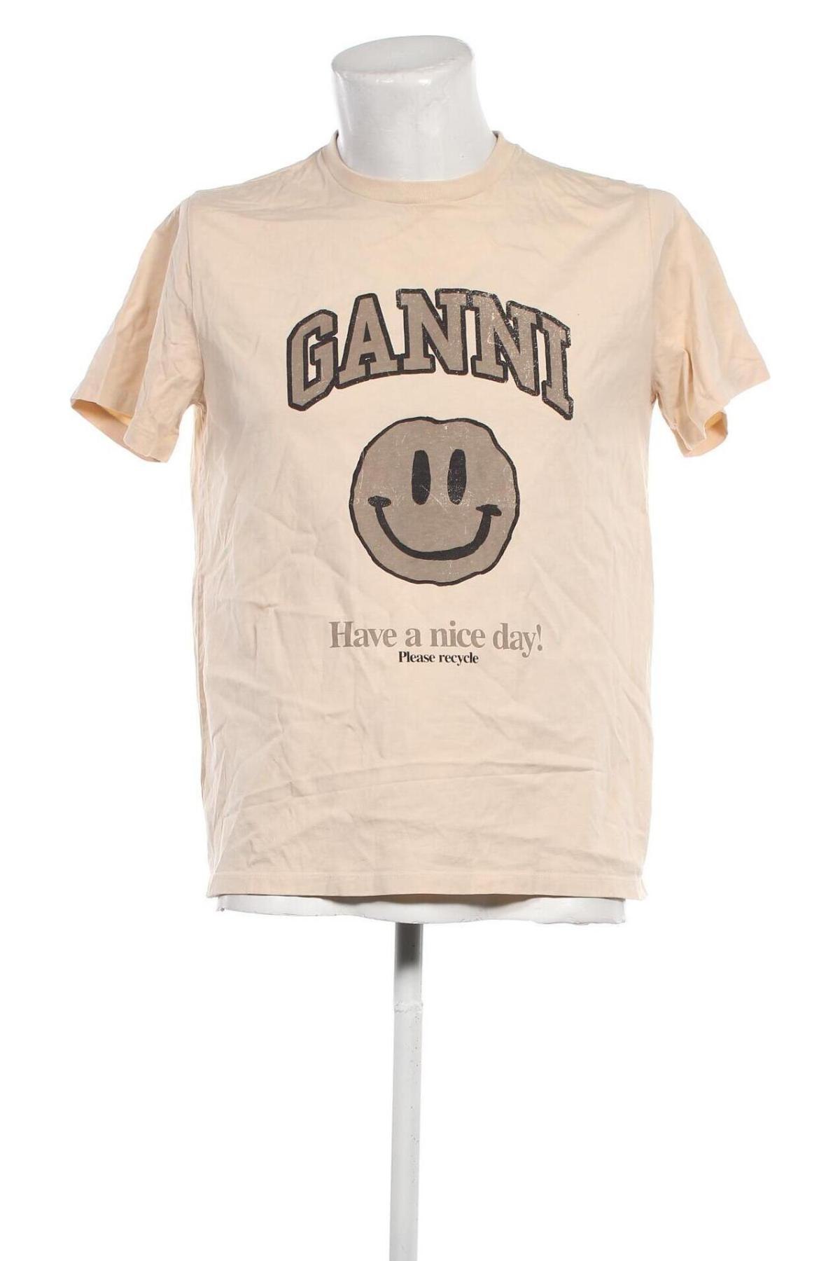Мъжка тениска Ganni, Размер M, Цвят Бежов, Цена 24,00 лв.