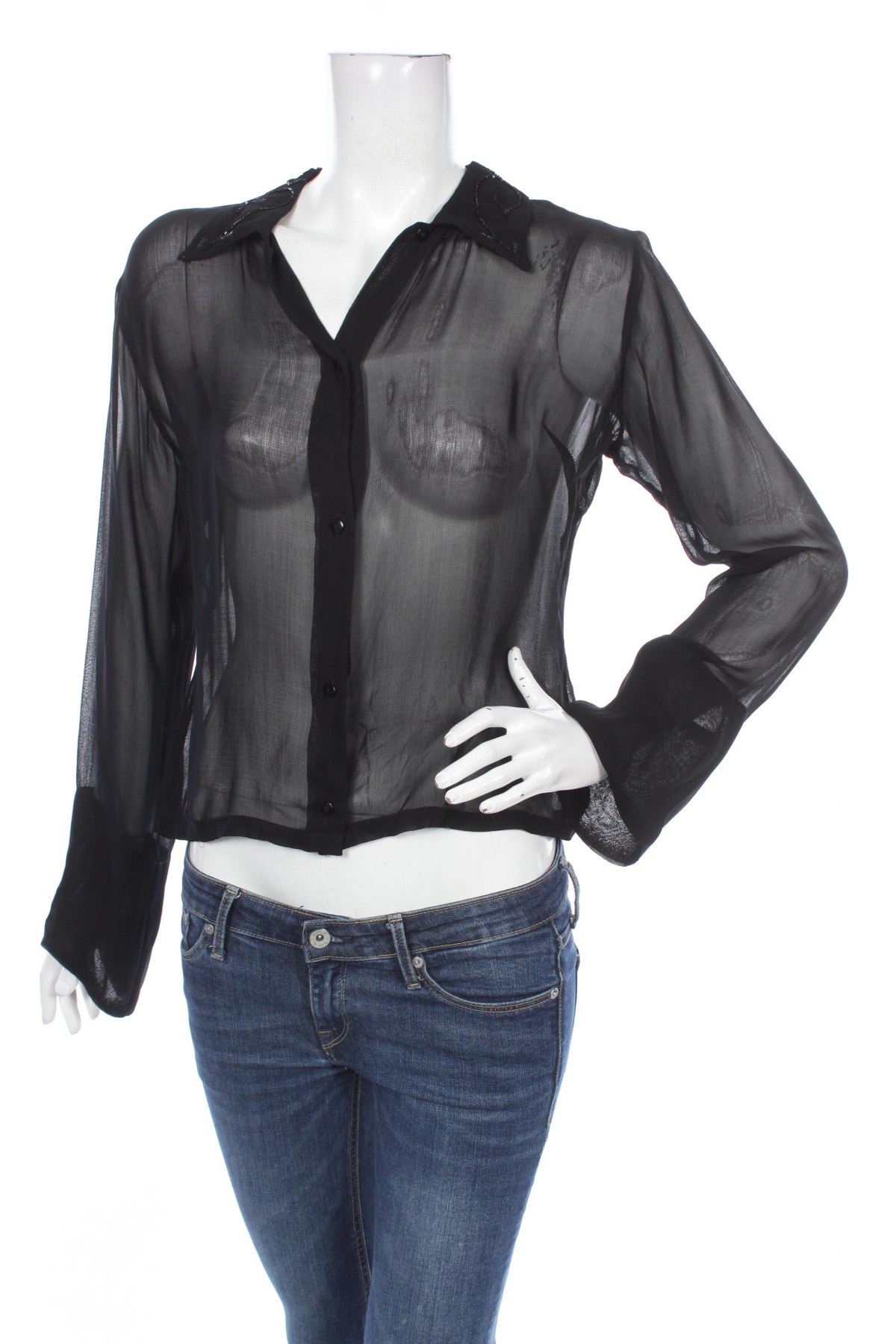 Γυναικείο πουκάμισο Motivi, Μέγεθος M, Χρώμα Μαύρο, Τιμή 11,13 €