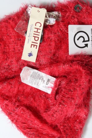 Детски пуловер Chipie, Размер 2-3y/ 98-104 см, Цвят Червен, 87% полиамид, 8% полиестер, 5% метални нишки, Цена 96,75 лв.