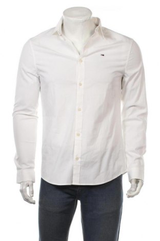 Męska koszula Tommy Hilfiger, Rozmiar M, Kolor Biały, 97% bawełna, 3% elastyna, Cena 180,18 zł