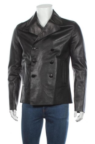 Мъжко кожено сако Zara Man, Размер S, Цвят Черен, Естествена кожа, Цена 78,65 лв.