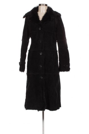 Дамско кожено палто H&M, Размер M, Цвят Черен, Цена 84,15 лв.