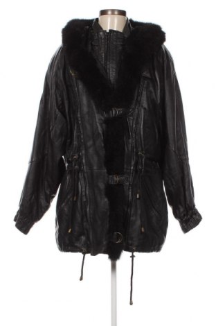 Дамско кожено яке, Размер M, Цвят Черен, Цена 28,89 лв.