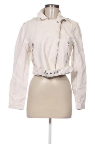 Damen Lederjacke Bershka, Größe L, Farbe Weiß, Preis 28,30 €