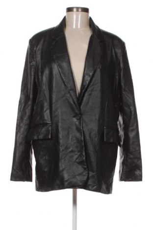 Дамско кожено яке Pull&Bear, Размер L, Цвят Черен, Цена 39,69 лв.