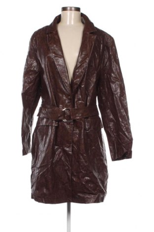 Дамско кожено яке SHEIN, Размер 4XL, Цвят Кафяв, Цена 47,53 лв.