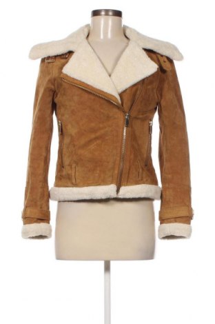 Дамско кожено яке Zara, Размер XS, Цвят Кафяв, Цена 64,00 лв.