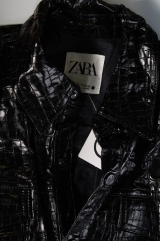 Дамско кожено яке Zara, Размер S, Цвят Черен, Цена 24,07 лв.