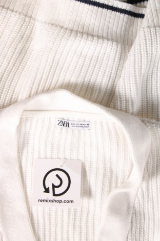 Herren Strickjacke Zara, Größe M, Farbe Weiß, Preis 16,01 €