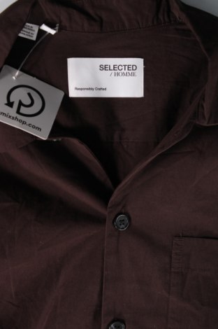 Мъжка риза Selected Homme, Размер L, Цвят Кафяв, Цена 45,56 лв.