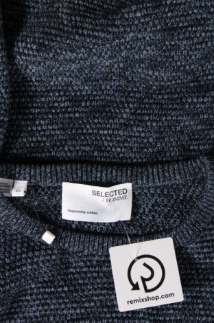 Мъжки пуловер Selected Homme, Размер L, Цвят Син, Цена 27,88 лв.