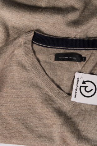 Мъжки пуловер Selected Homme, Размер L, Цвят Бежов, Цена 17,28 лв.