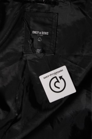 Ανδρικό δερμάτινο μπουφάν Only & Sons, Μέγεθος XL, Χρώμα Μαύρο, Τιμή 34,61 €