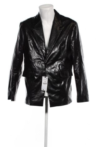 Мъжко кожено яке Zara, Размер L, Цвят Черен, Цена 70,52 лв.