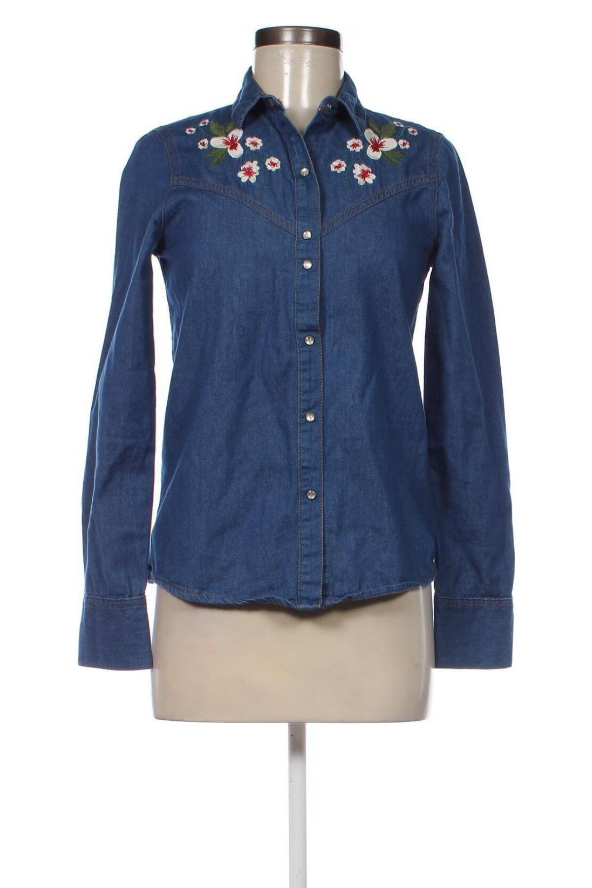 Γυναικείο πουκάμισο Zara Trafaluc, Μέγεθος XS, Χρώμα Μπλέ, Τιμή 5,83 €