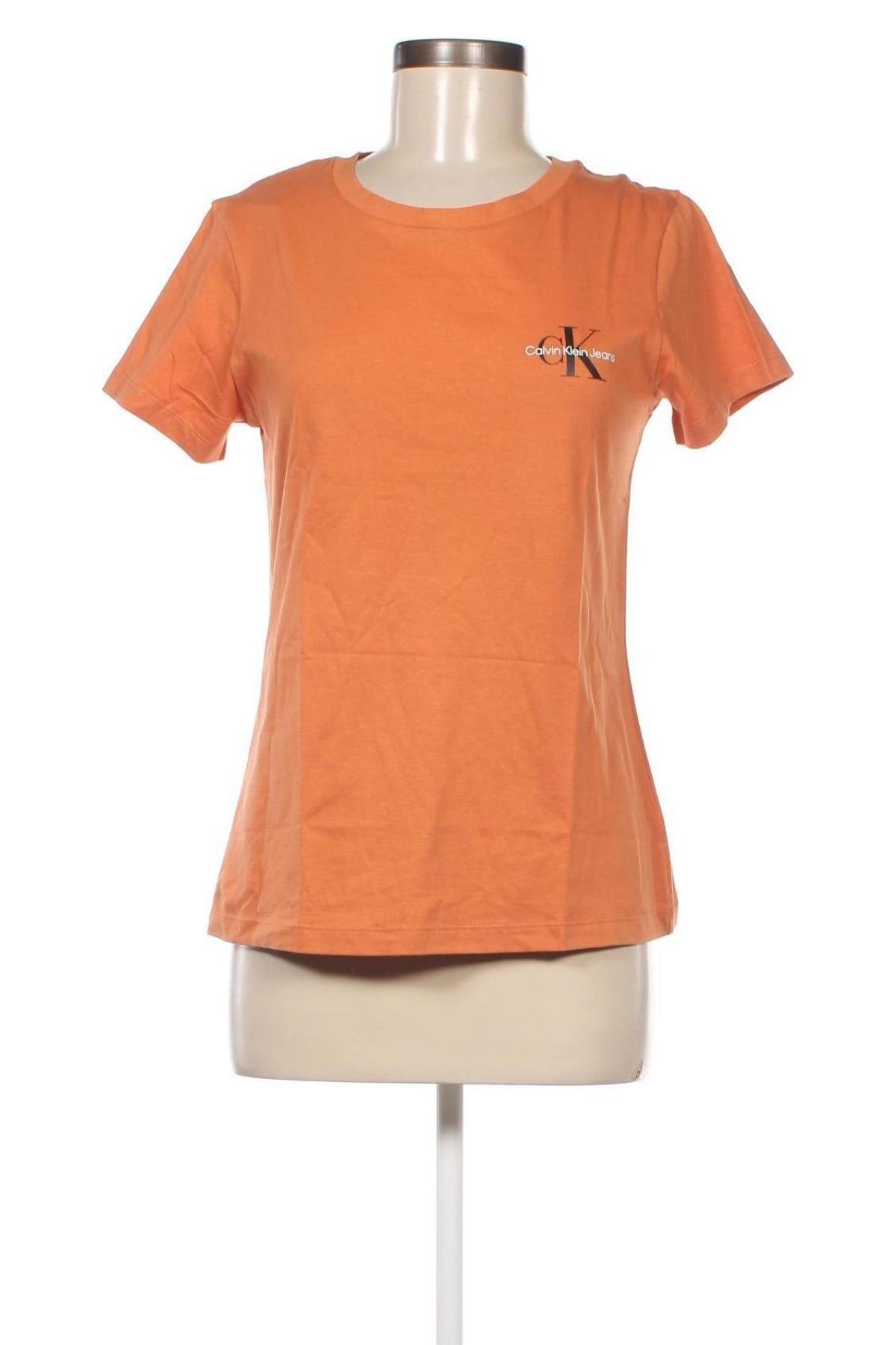 Damen T-Shirt Calvin Klein Jeans, Größe M, Farbe Orange, Preis 27,84 €