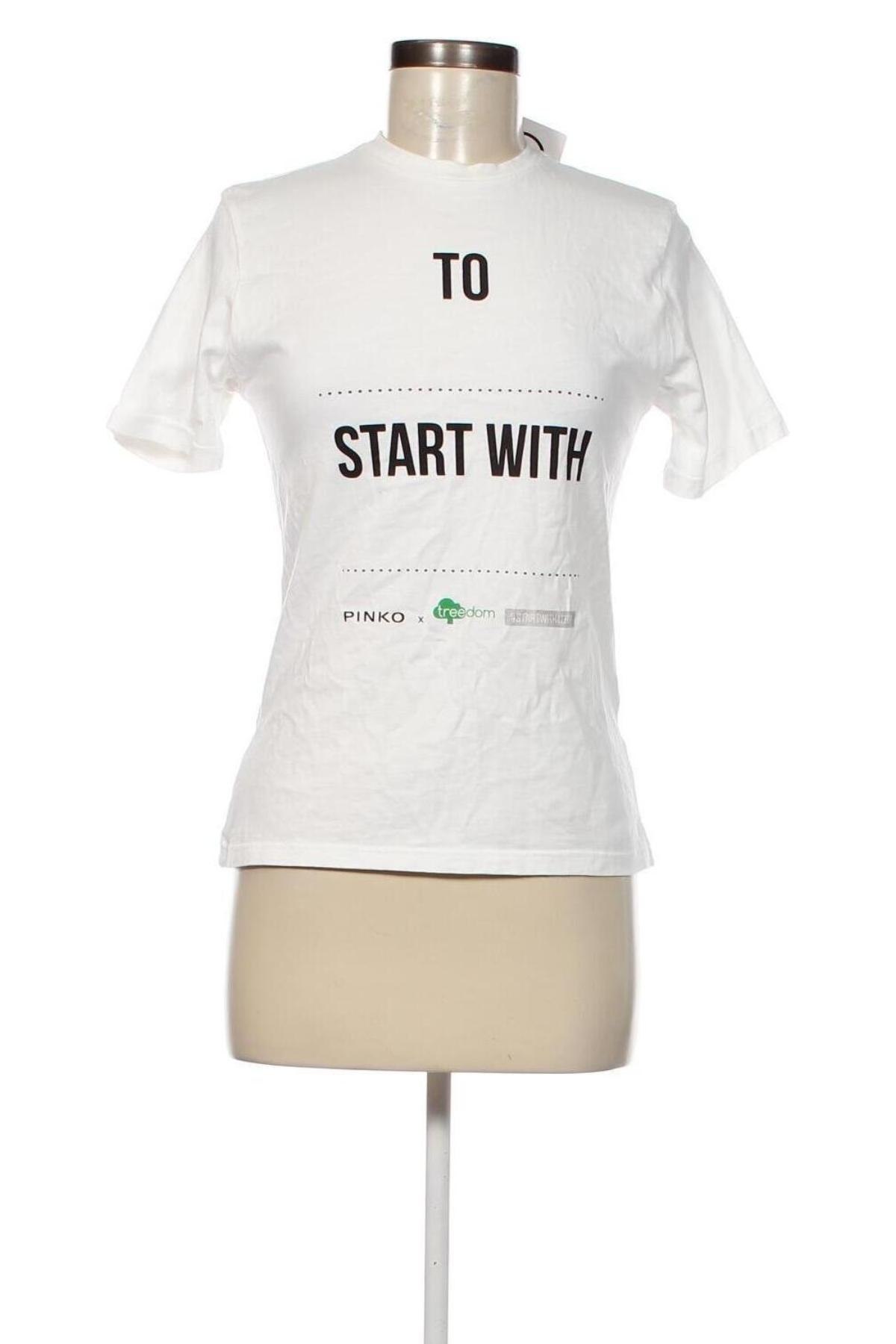 Γυναικείο t-shirt Pinko, Μέγεθος XS, Χρώμα Λευκό, Τιμή 60,31 €