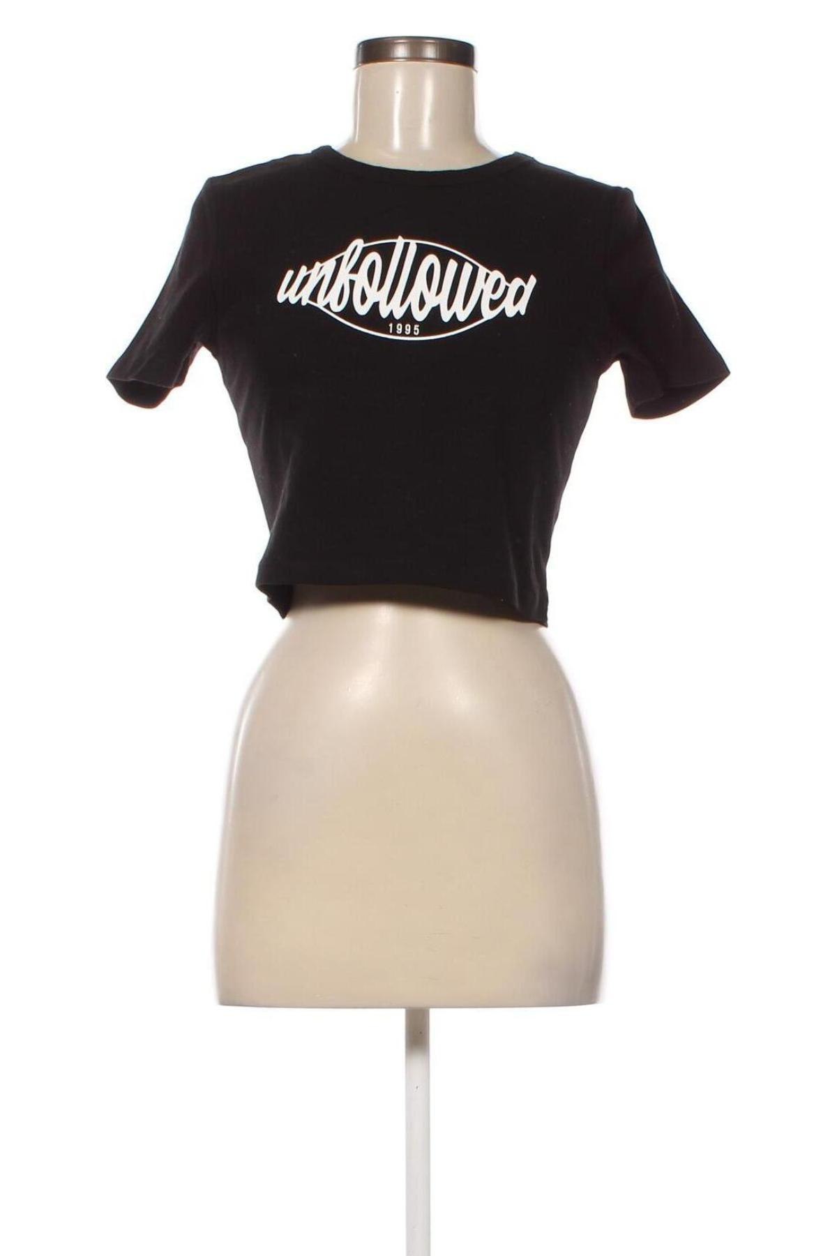 Damen T-Shirt UNFOLLOWED x ABOUT YOU, Größe M, Farbe Schwarz, Preis 9,19 €