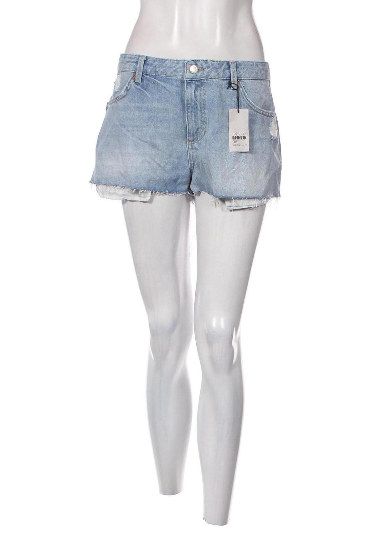 Pantaloni scurți de femei Topshop Moto, Mărime L, Culoare Albastru, Preț 236,84 Lei