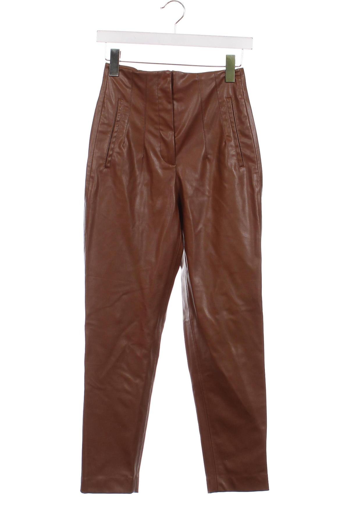 Дамски панталон Zara, Размер XXS, Цвят Кафяв, Цена 19,99 лв.