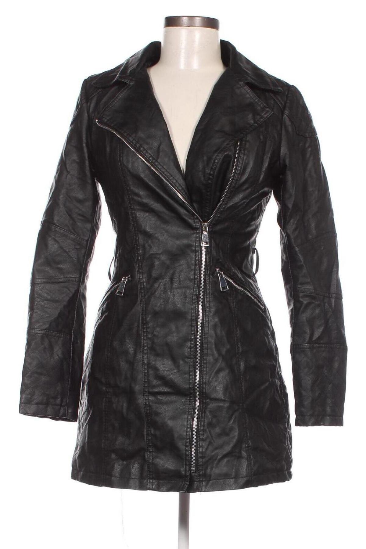 Дамско кожено яке D.D. Style, Размер M, Цвят Черен, Цена 23,00 лв.