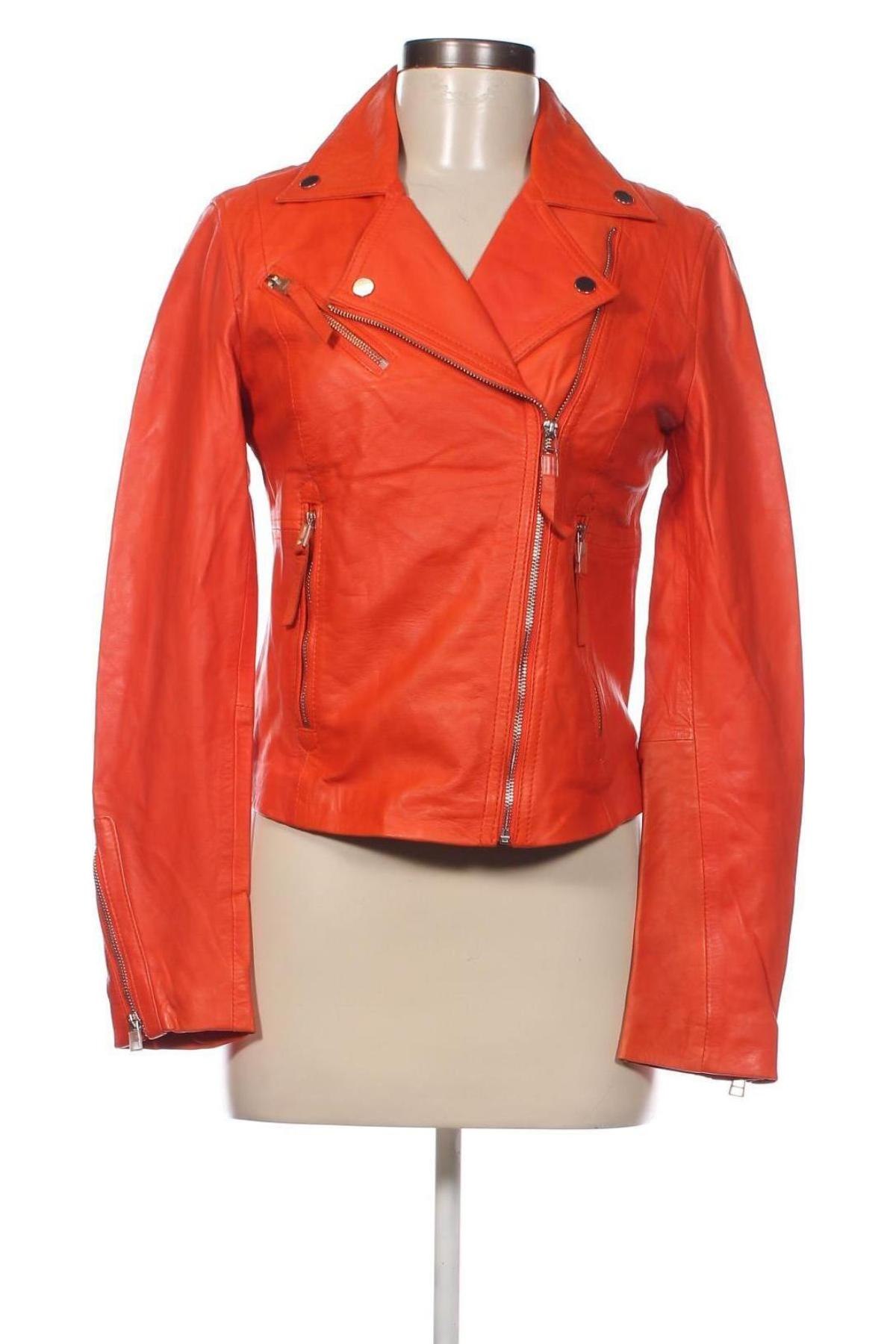 Γυναικείο δερμάτινο μπουφάν Isaco & Kawa, Μέγεθος S, Χρώμα Πορτοκαλί, Τιμή 94,64 €