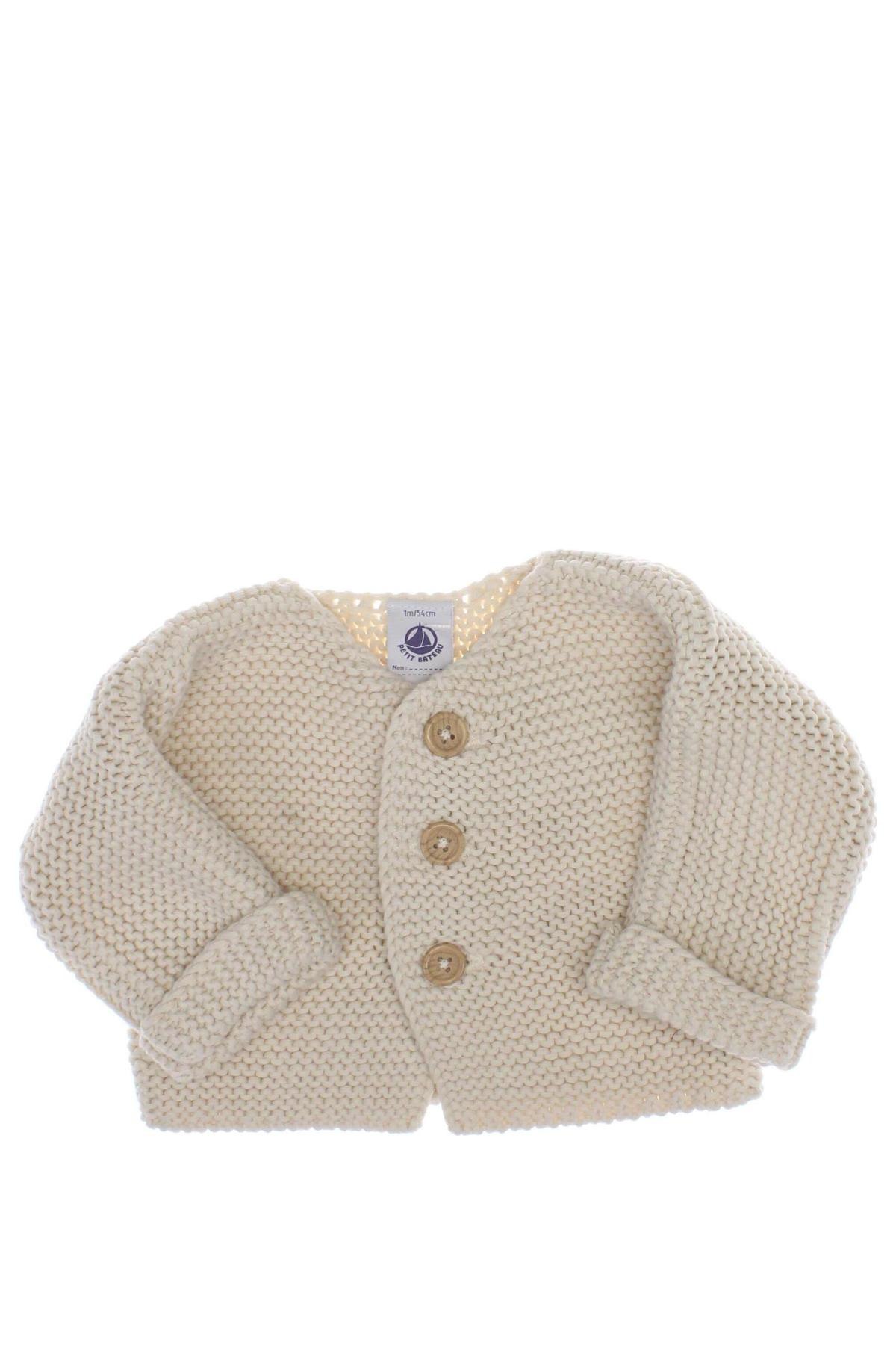 Pulover cu nasturi pentru copii Petit Bateau, Mărime 1-2m/ 50-56 cm, Culoare Bej, Preț 210,53 Lei