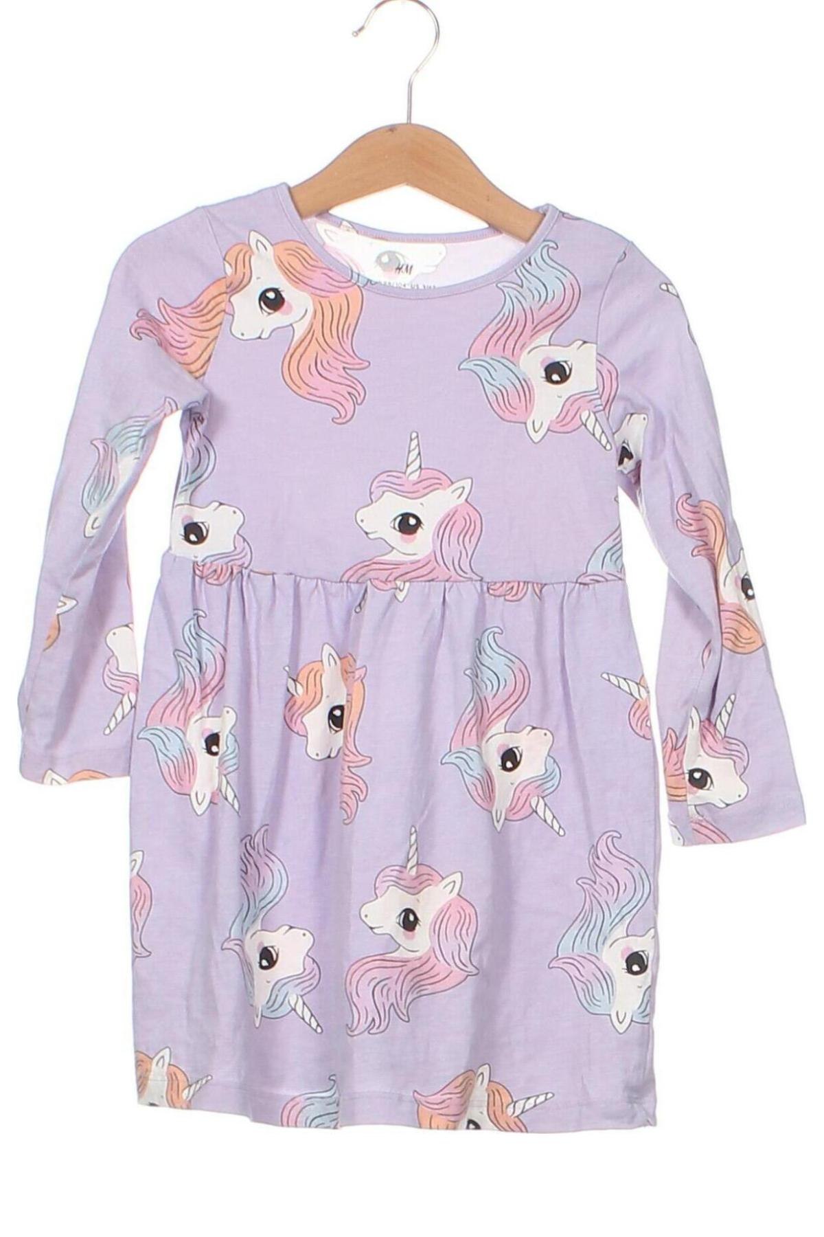 Детска рокля H&M, Размер 2-3y/ 98-104 см, Цвят Лилав, Цена 17,37 лв.