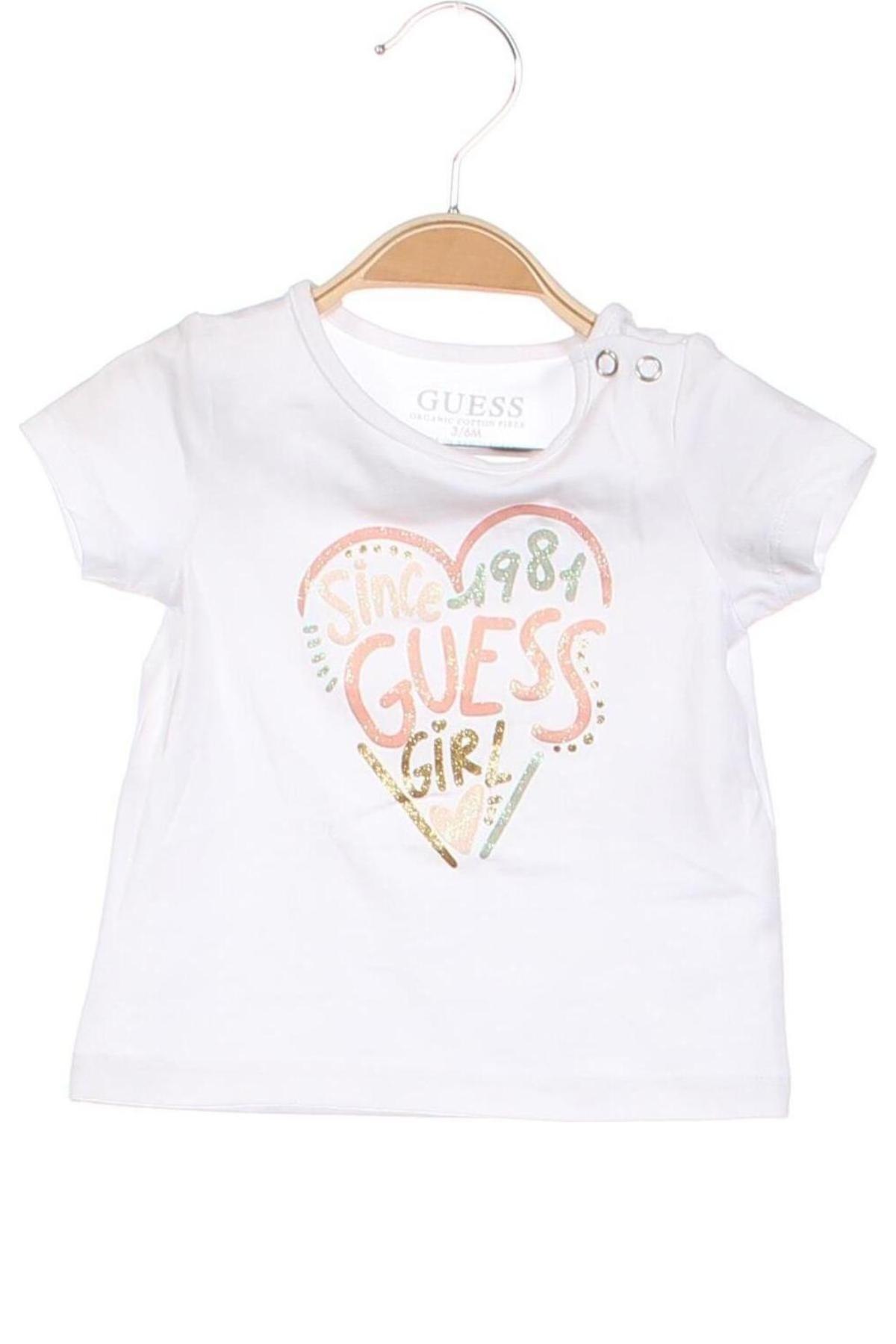 Dziecięcy T-shirt Guess, Rozmiar 3-6m/ 62-68 cm, Kolor Biały, Cena 106,62 zł
