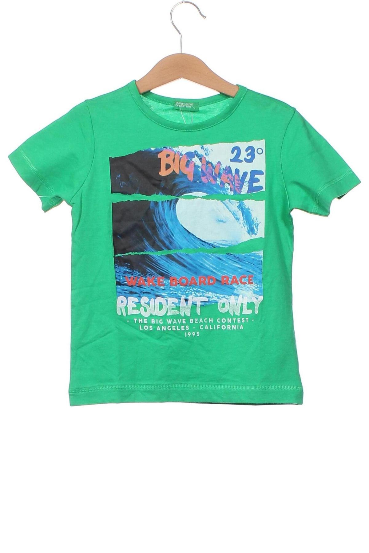 Dziecięcy T-shirt United Colors Of Benetton, Rozmiar 4-5y/ 110-116 cm, Kolor Zielony, Cena 82,63 zł