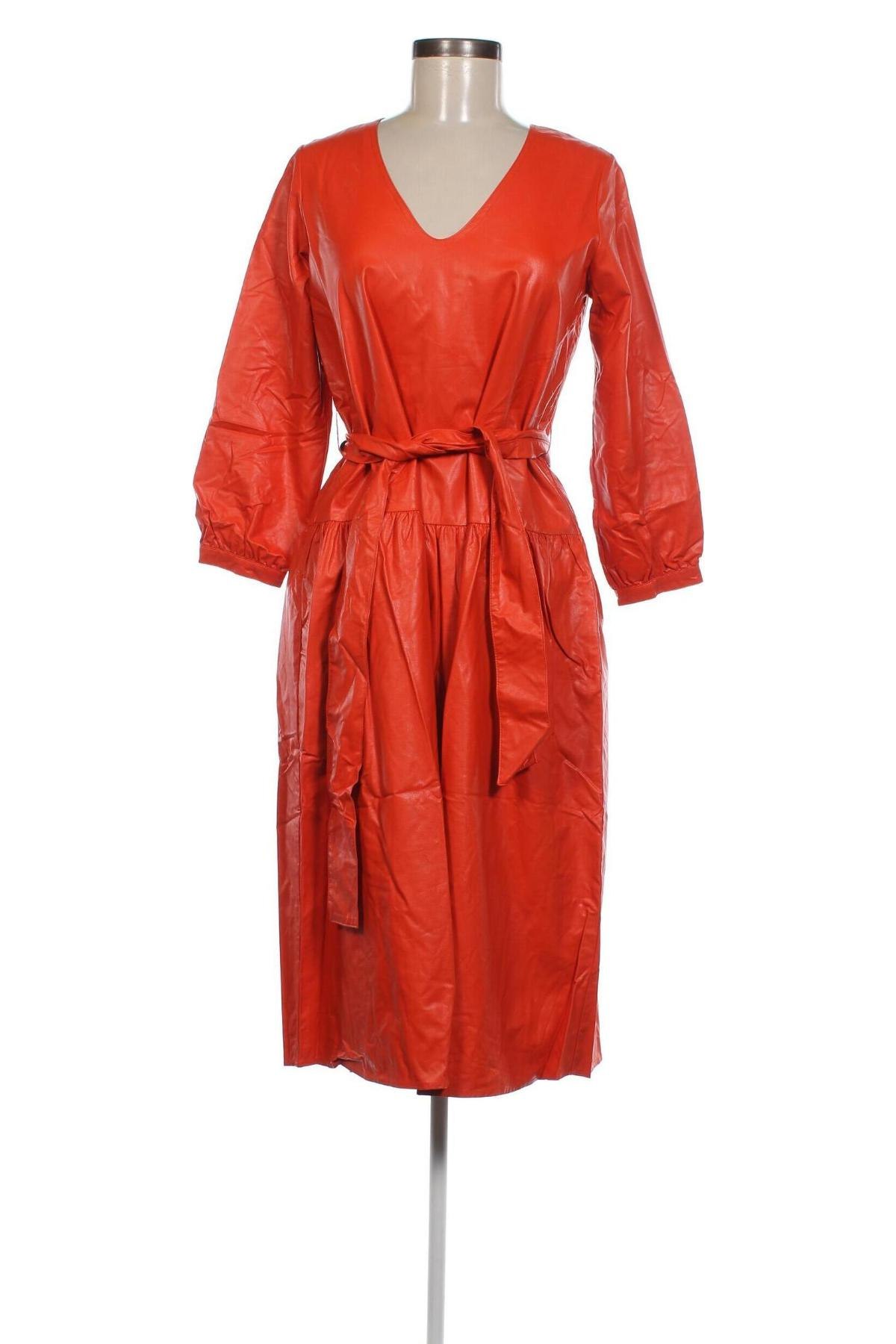Кожена рокля Le Coeur TWINSET, Размер XS, Цвят Оранжев, Цена 95,83 лв.