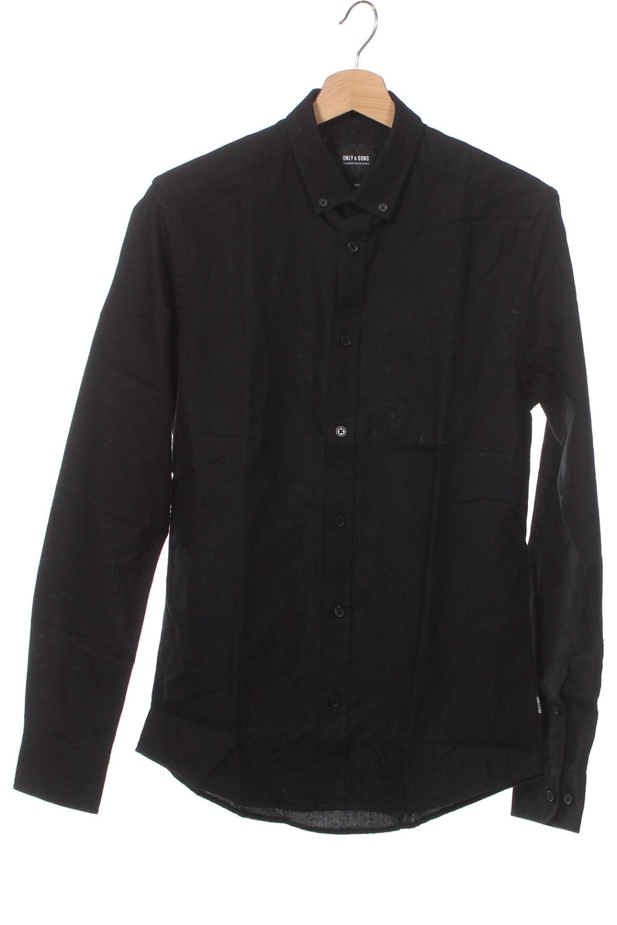 Мъжка риза Only & Sons, Размер XS, Цвят Черен, Цена 16,10 лв.