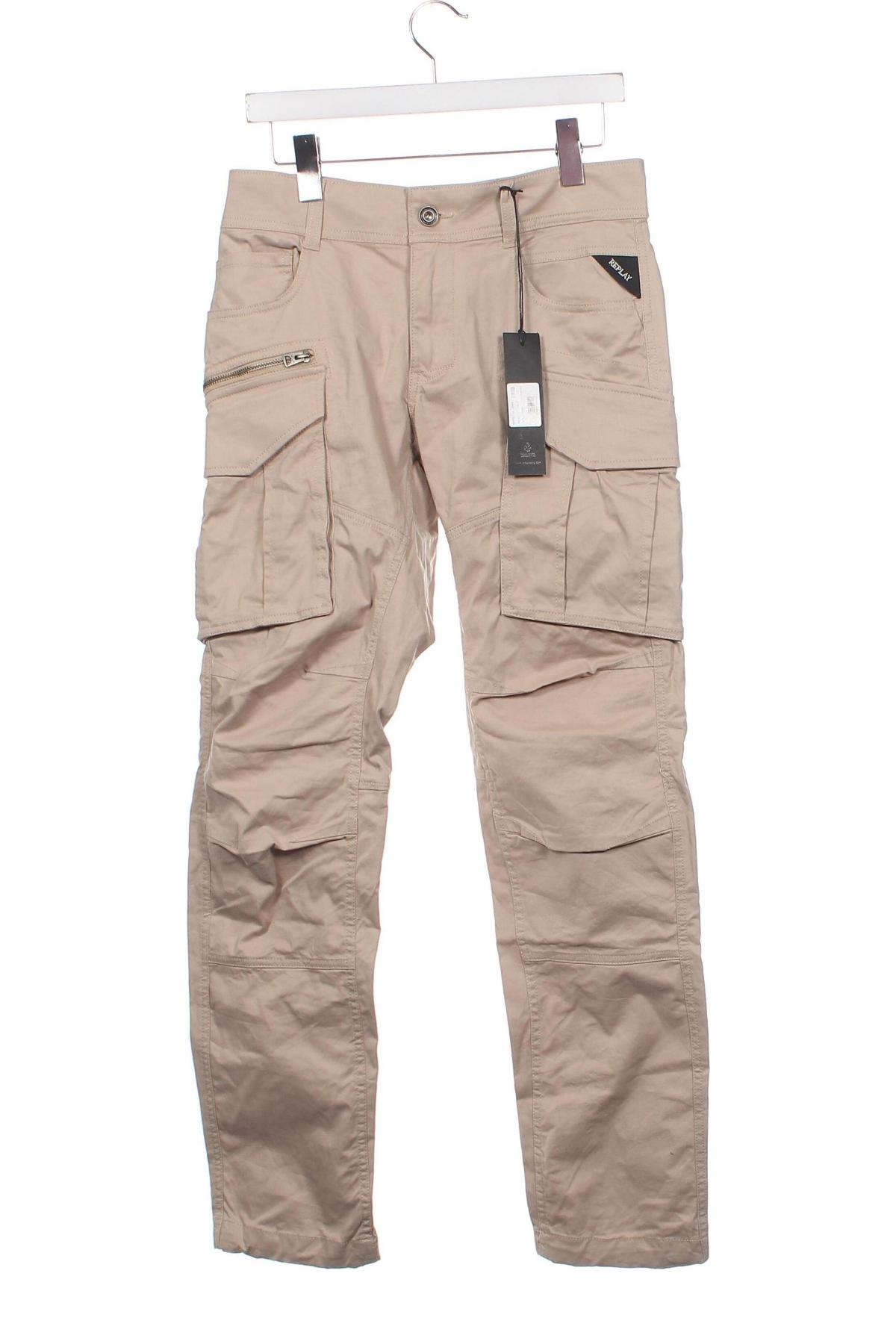 Pantaloni de bărbați Replay, Mărime M, Culoare Bej, Preț 628,29 Lei