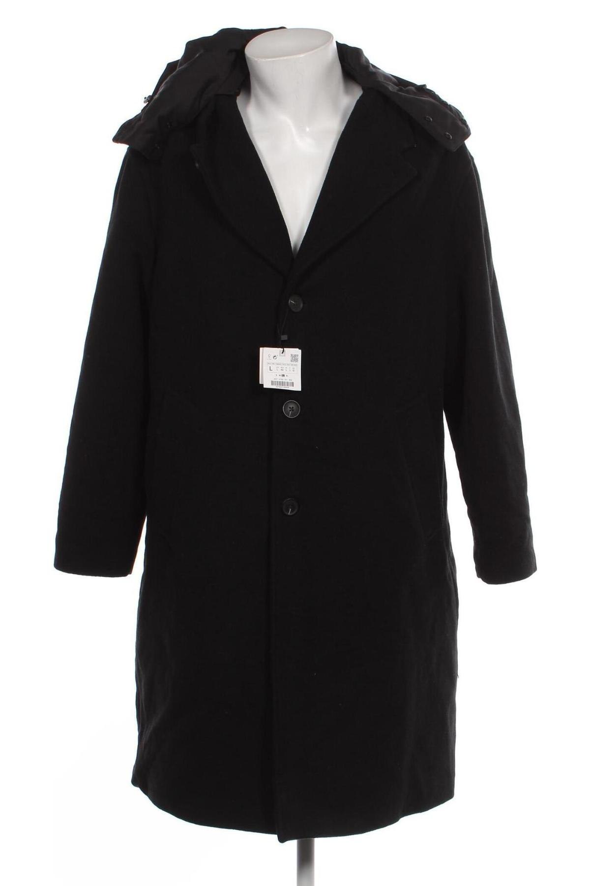 Pánský kabát  Zara, Velikost L, Barva Černá, Cena  1 005,00 Kč