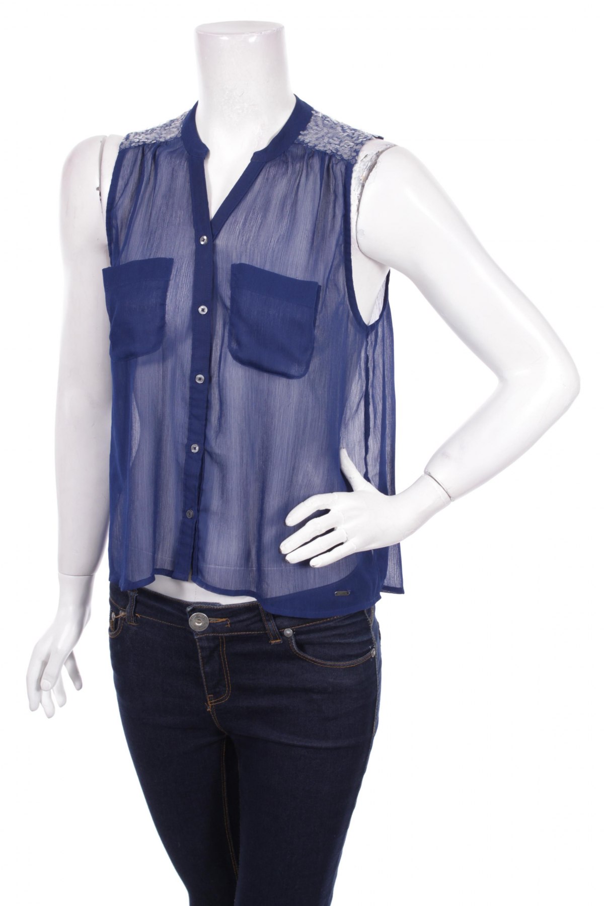 Γυναικείο πουκάμισο Hollister, Μέγεθος S, Χρώμα Μπλέ, Τιμή 14,43 €