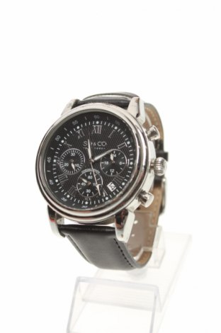 Часовник SO&CO New York, Цвят Черен, Еко кожа, метал, Цена 84,13 лв.