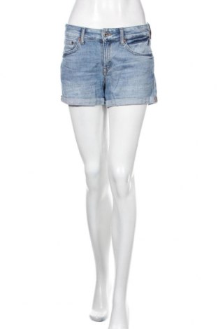 Pantaloni scurți de femei H&M, Mărime S, Culoare Albastru, 99% bumbac, 1% elastan, Preț 49,73 Lei