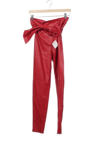 Дамски кожен панталон Zara, Размер S, Цвят Червен, Еко кожа, Цена 20,80 лв.